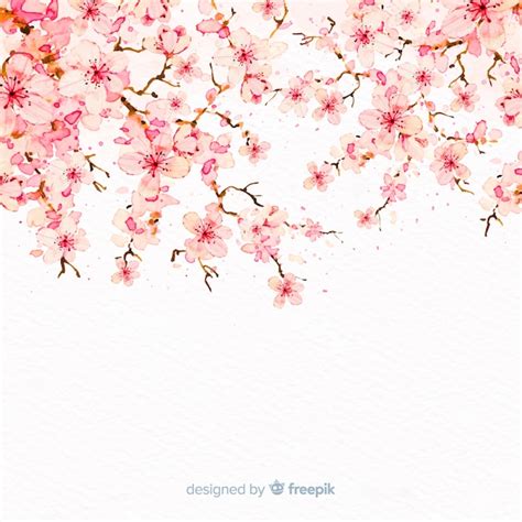 Free Vector | Watercolor cherry blossom branch background