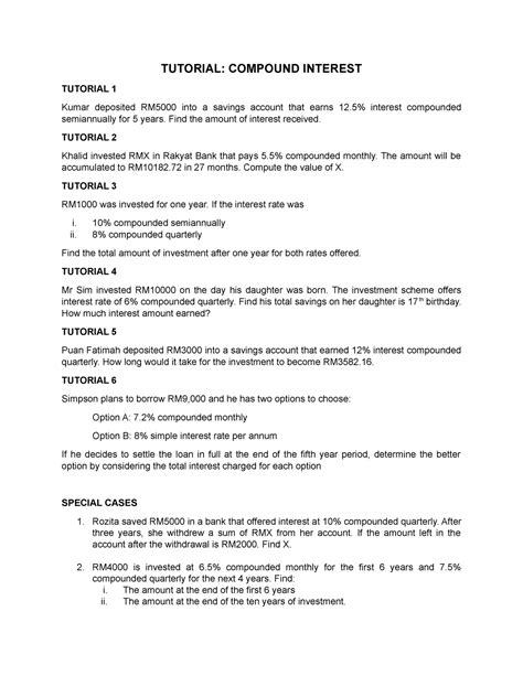 Tutorial Compound Interest Tutorial Compound Interest Tutorial 1