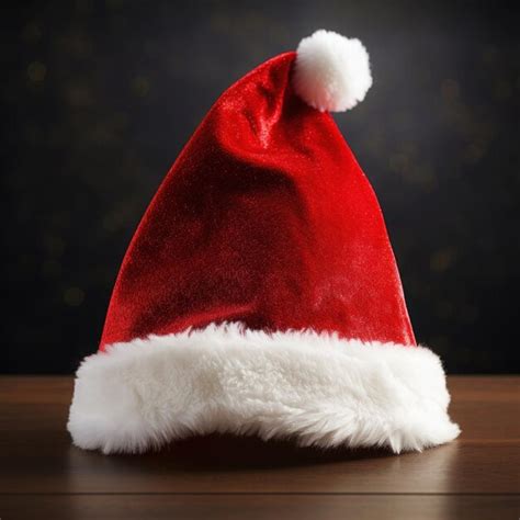 Premium Ai Image Santas Red Hat On Dark Background