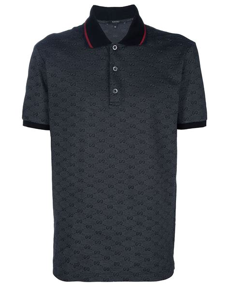 Gucci Monogram Polo Shirt In Black For Men Lyst