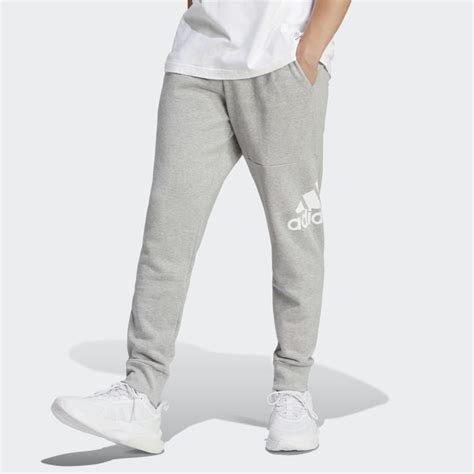 Adidas Essentials French Terry Tapered Cuff Logo Pants Grey Adidas