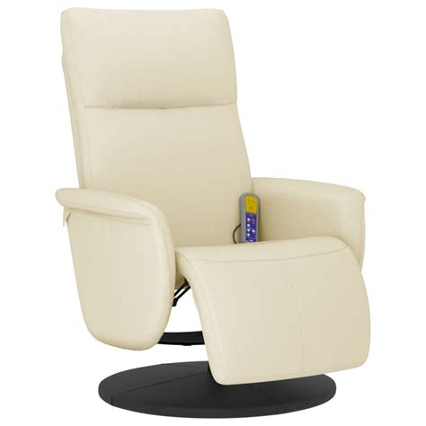 Atyhao Fauteuil inclinable de massage et repose pieds crème similicuir