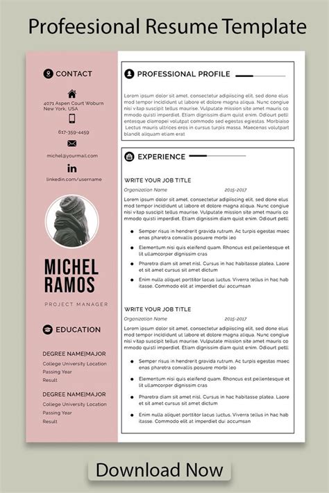 Resume Template Professional Microsoft Word Creative Resume Etsy