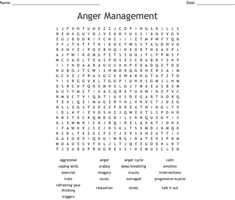 Anger Management Word Search Wordmint Throughout Free Anger Management