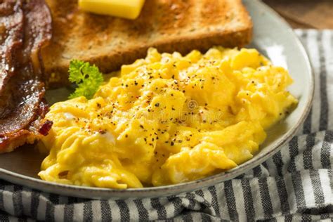 American Breakfast With Scrambled Egg Stock Image Image Of Fruits