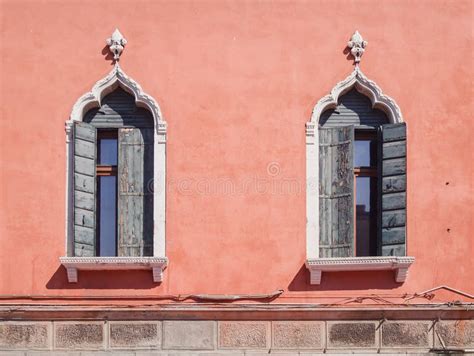 Windows in Venetian Gothic Style. Stock Image - Image of gothic ...