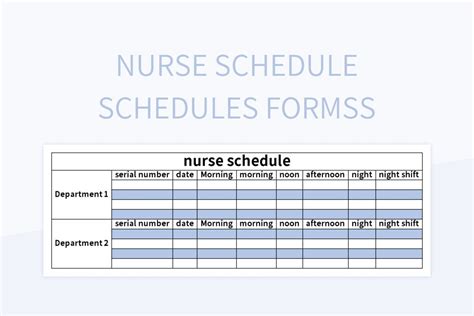 Nurse Schedule Schedules Formss Excel Template And Google Sheets File