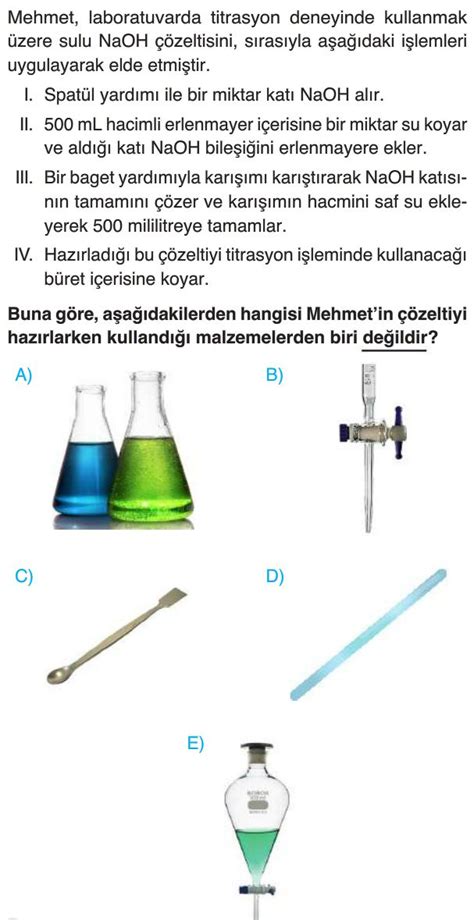 Kimya Uygulamalarında İş Sağlığı ve Güvenliği Test Çöz 9 Sınıf Testleri