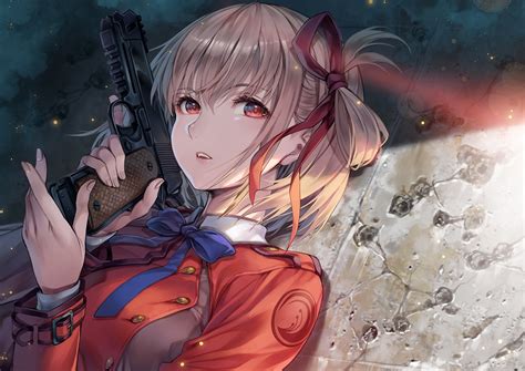 Artwork Fan Art Red Eyes Girls With Guns Nishikigi Chisato Lycoris