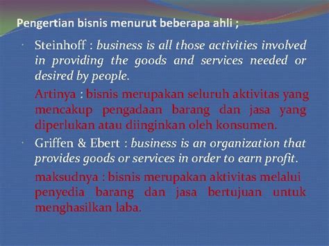 Pertemuan Bisnis Dan Lingkungan Bisnis Pengertian Bisnis