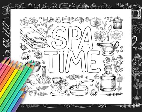 Printable Spa Coloring Pages For Adult Coloring Page With Line Art Spa