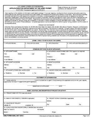 Fillable Online Lrb Usace Army Ohio Permit Application Form US Army