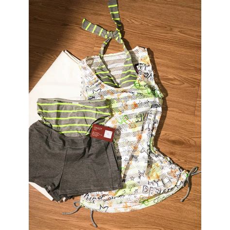 SET MÓN Set bơi bikini sọc neon tròng cổ kèm bộ khoác lưới sát nách ngoài phong cách Hàn