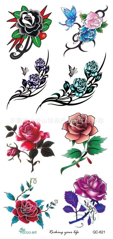 Body Art Beauty Makeup Pink Sexy Dangerous Flower Rose Tattoo 5d Waterproof Temporary Tattoo