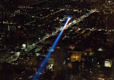 Powerful Laser Rainbow Beams Onto Torontos Cn Tower