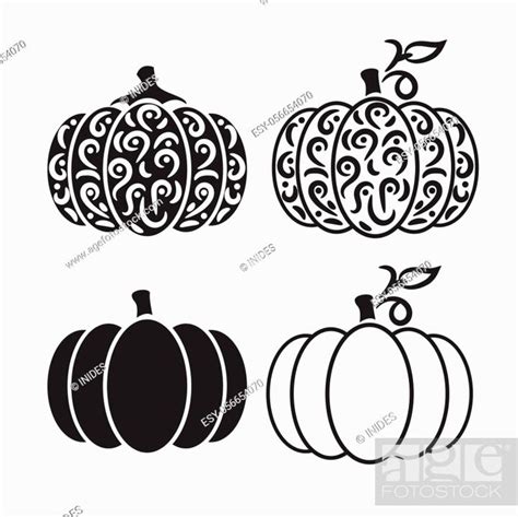 Vector Cut Out Pumpkin Decorative Set Pumpkin Silhouette Papercraft