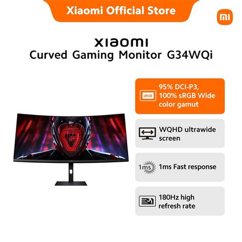 Xiaomi Curved Gaming Monitor G34wqi 34 Wqhd Display180hz Refresh Ratefreesync1ms Response