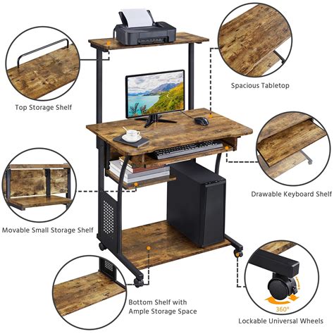 Buy Yaheetech Tier Computer Desk With Keyboard Tray For Small Spaces