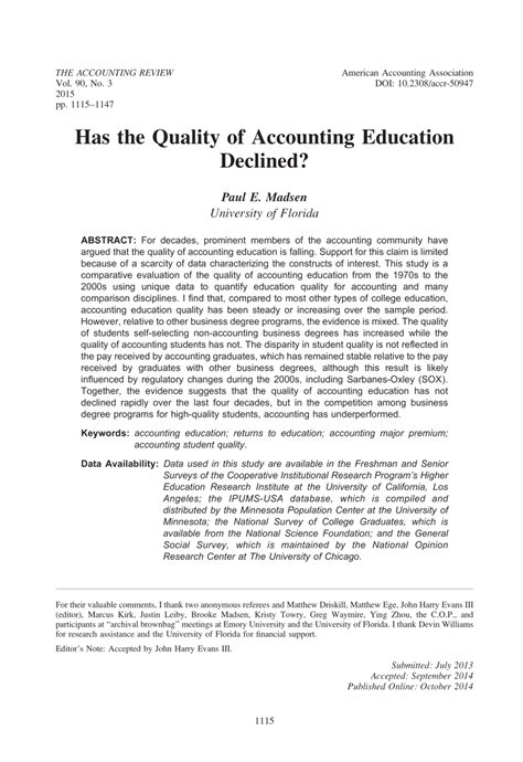 (PDF) Has the Quality of Accounting Education Declined?