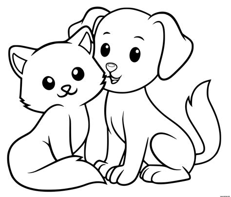 Coloriage Chien Et Chat Trop Mignon JeColorie