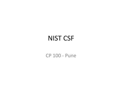 Nist Csf Overview Ppt