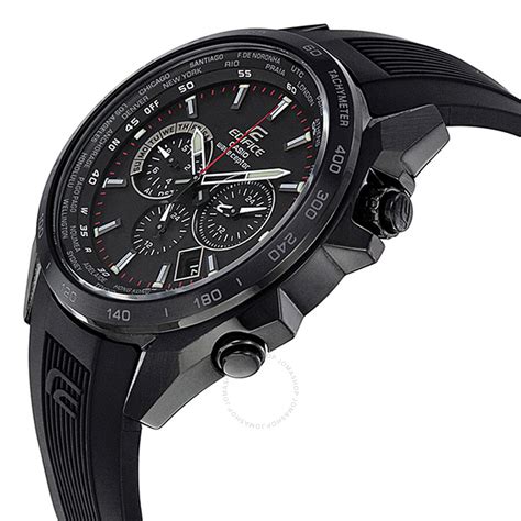 Casio Edifice Chronograph Multi Function Black Dial Black Rubber Men S