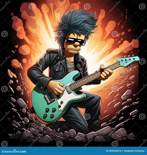 Cartoon Rock Guitarist Stock Illustration Illustration Of Electro