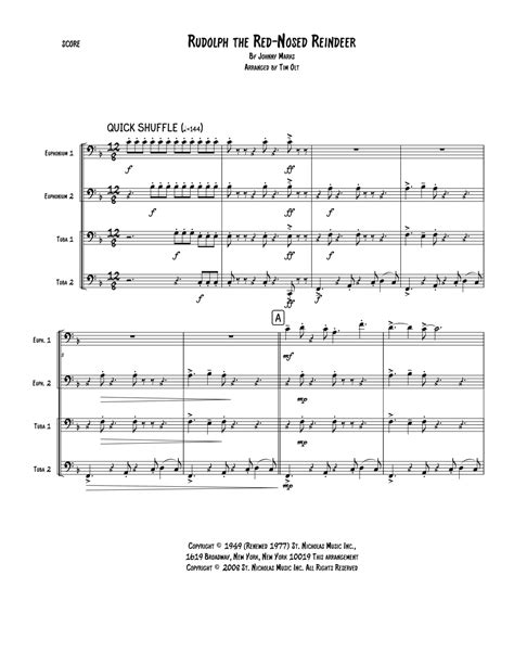 Rudolph The Red Nosed Reindeer Arr Tim Olt By John Denver Sheet