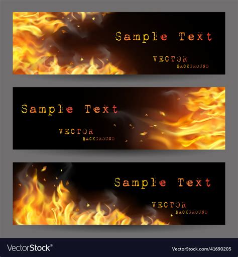 Fire Flame Banners Set Royalty Free Vector Image