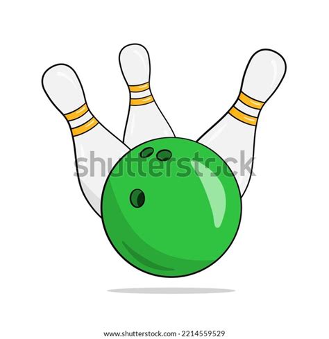 Green Bowling Ball Three Pins Vector Stock Vector Royalty Free