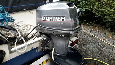 40 Hp Mariner Outboard Boat Engine With Remote Cables Fuel Tank 2 Stroke Manual Start Short