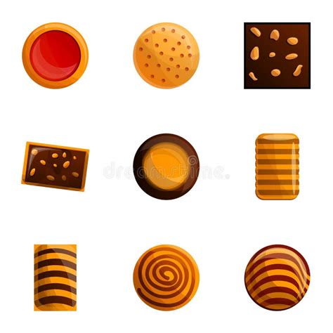 Biscuit Icons Set Flat Style Stock Vector Illustration Of Chocolate