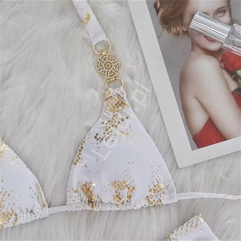 Bikini damskie ze złotym wężowym wzorem kolory
