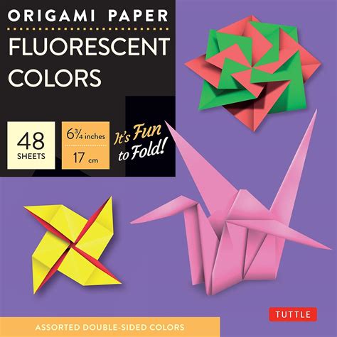 Origami Paper Fluorescent Colors 6 3 4 48 Sheets Tuttle Origami