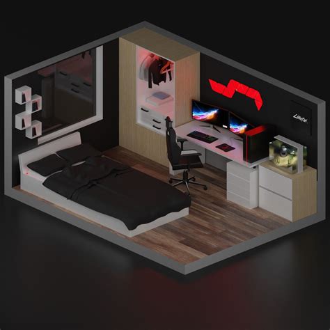 3D Model Gaming Room VR AR Low Poly CGTrader