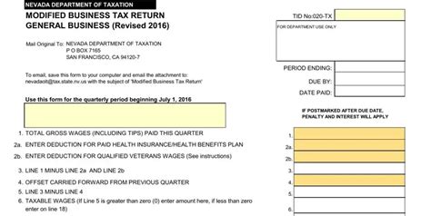 Modified Business Tax Form ≡ Fill Out Printable Pdf Forms Online