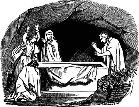 Vintage Illustration Of Peter Discovering An Empty Tomb Where Jesus Was