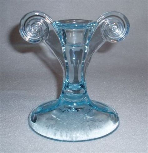 Blue June Tall Scroll Candlestick Fostoria Glass Fostoria Glassware Glass Candlesticks