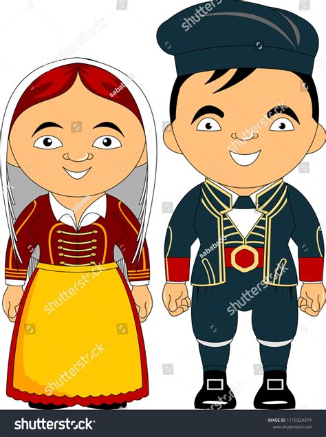 Man Woman Traditional Costume Vector Flat Stock Vector Royalty Free 1119324974 Shutterstock