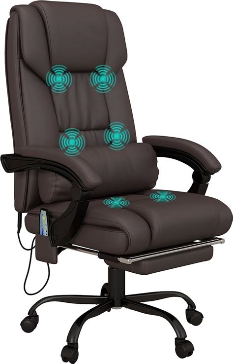 Vinsetto High Back Massage Office Chair With 6 Vibration Points Pu Leather