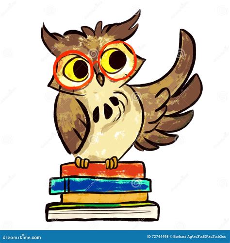 Learning Owl With Books Stock Illustration Illustration Of Cartoon