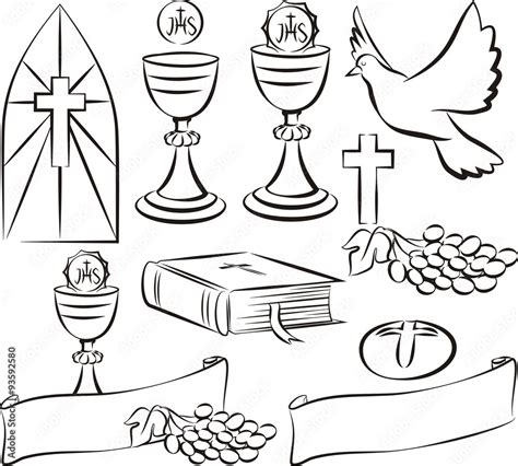 Holy communion - vector symbols Stock Vector | Adobe Stock