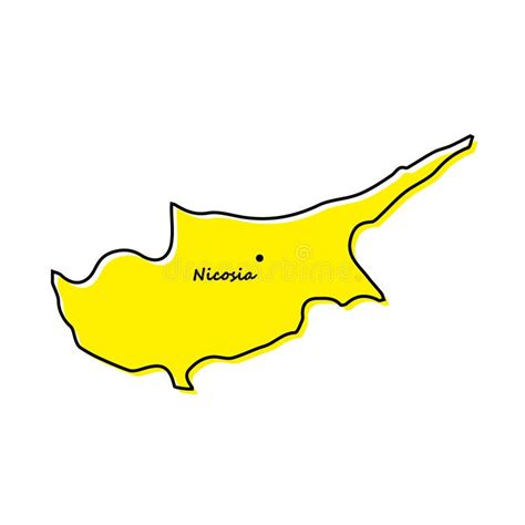 Simple Outline Map Of Cyprus With Capital Location Stock Vector