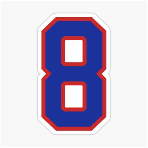 Number 8 Blue Red Sports Jersey Eight Sticker For Sale By