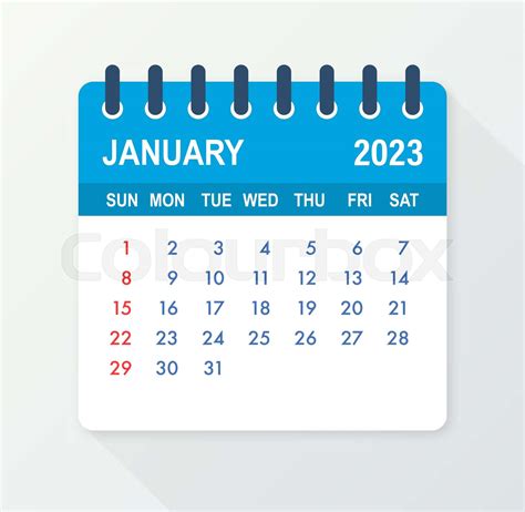 January 2023 Calendar Leaf. Calendar 2023 in flat style. Vector ...