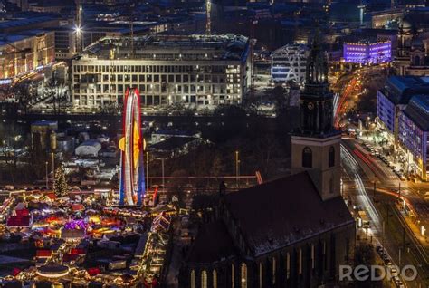 Fototapete Berlin bei Nacht aus der Vogelperspektive nach Maß myredro de