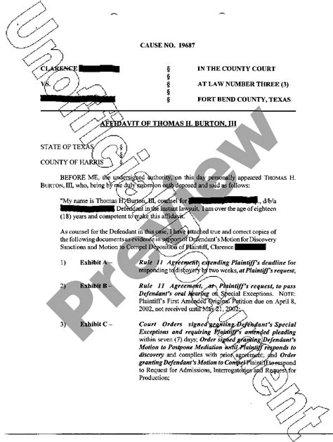 College Station Texas Affidavit In Support Of Motion For Discovery