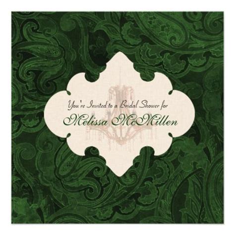 Emerald Green And White Wedding Card