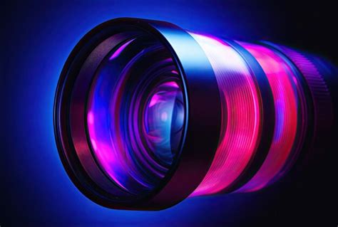 Premium Ai Image Camera Lens Closeup In Neon Colors