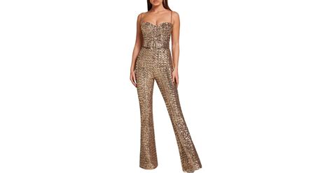 Nadine Merabi Lucinda Sequin Sleeveless Jumpsuit In Natural Lyst